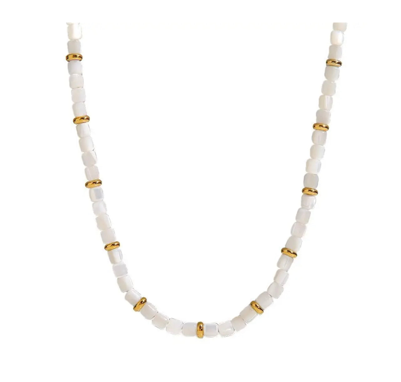 WHITE BEAD SUUMER NECKLACE